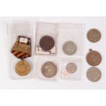 SUNDRY EARLY 20th CENTURY RUSSIAN SILVER COINS AND THREE BRONZE COMMEMORATIVE PIECES includes silver