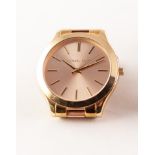 MICHAEL KORS GENT'S GOLD PLATED STAINLESS STEEL QUARTZ WRISTWATCH and strap, the gold coloured