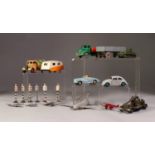 EIGHT UNBOXED DINKY DIECAST VEHICLES comprising No 107 Sunbeam Alpine No 190 Caravan (orange and