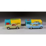 TWO BOXED CORGI VEHICLES No 217 Fiat 1800 light blue, yellow interior and spun hub caps, No 222
