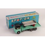 SPOT ON BOXED DIECAST ERF 68G FLAT BED LORRY No 109/2P black and pale green minor chips lacks load