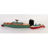 HORNBY TINPLATE CLOCKWORK SPEED BOAT "VIKING" green and cream, with original Meccano label and