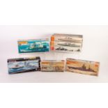 SEVEN MATCHBOX 1:700 scale PLASTIC KITS, WORLD WAR II WARSHIPS including Admiral Graf ans HMS Exeter