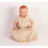 ARMAND MARSEILLE BISQUE SWIVEL HEADED BABY CHARACTER DOLL, impressed A.M. Germany, 341/372k, with