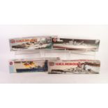 FOUR AIRFIX 1:600 scale PLASTIC WARSHIP KITS HMS Belfast, HMS Warspite, HMS Nelson and HMS Iron Duke