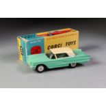 BOXED CORGI No 214 Ford Thunderbird in turquoise green, cream roof and spun hub caps in yellow and