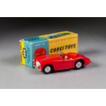 BOXED CORGI No 300 AUSTIN HEALEY red sports car with spun hubs in yellow and blue picture box