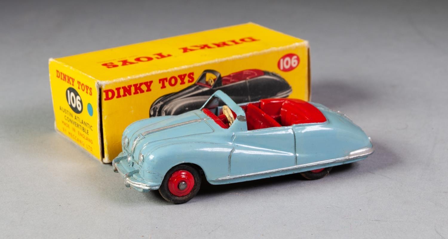 BOXED DINKY No 106 Austin Atlantic convertible light blue, tred interior, red spun hubs in yellow