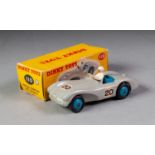 BOXED DINKY No 110 Aston martin DB3 sports grey, medium blue interior and hubs No 20 decal in yellow