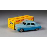 BOXED DINKY No 162 Ford Zephyr saloon in two tone blue, light grey spun hubs in yellow box