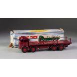 BOXED DINKY TOYS No 905 Foden flat truck with chains in maroon with red ridge hubs in blue and white