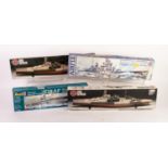 THREE AIRFIX 1:600 scale PLASTIC WARSHIP KITS HMS Repulse, two HMS King George and a Revell 1:72