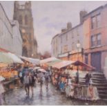 BOB RICHARDSON (b.1938) ARTIST SIGNED LIMITED EDITION COLOUR PRINT Rainy day on Stockport Market, (