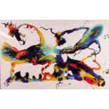 PHILIPPE ARTIST SIGNED REPRODUCTION COLOUR PRINT Abstract Numbered 21/100 Artist's resume verso