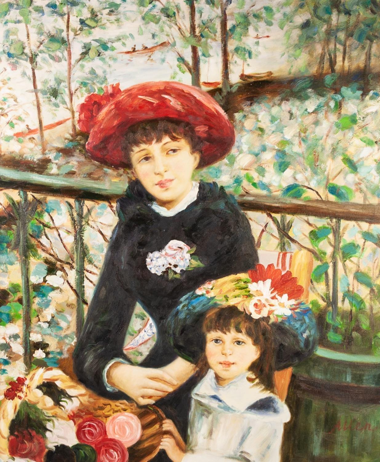 AFTER PIERRE-AUGUSTE RENOIR OIL PAINTING ON CANVAS 'Two Sisters' 24" x 20" (61 x 51cm)