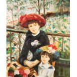 AFTER PIERRE-AUGUSTE RENOIR OIL PAINTING ON CANVAS 'Two Sisters' 24" x 20" (61 x 51cm)