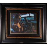 FABIAN PEREZ (Modern) OIL PAINTING ON CANVAS Study for 'Darya with lipstick in car' Signed lower