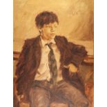 DAVID GRIFFITHS (b.1939) OIL PAINTING ON CANVAS Three quarter length portrait of a seated boy
