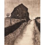 RUSSELL HOWARTH (1927) CHARCOAL DRAWING 'Knoll Top', indistinctly signed and dated lower left titled