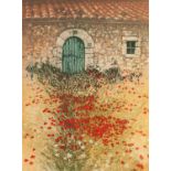 SIMON BULL ARTIST SIGNED LIMITED EDITION AQUATINT ?Poppy Field III?, (57/200) 15 ½? x 11 ½? (39.