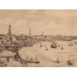 RUDOLPH HERMANN (early 20th Century) ETCHING 'Hamburg' 9 1/2" x 12 1/2" (24 x 32cm) plate