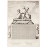 Two French facsimile prints after late 17th century copper plate engravings Sphinxes at Versailles