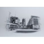 MARC GRIMSHAW Artist signed reproduction black and white prints, a number identical, Stockport