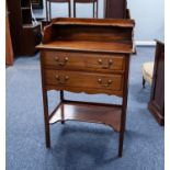 EARLY TWENTIETH CENTURY GEORGIAN STYLE MAHOGANY DRESSING STAND, the moulded oblong top with shaped