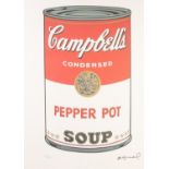 ANDY WARHOL LIMITED EDITION COLOUR PRINT ON ARCHES PAPER, with facsimile signature numbered 21/100