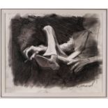 GABE LEONARD (Modern) CHARCOAL DRAWING 'No disrespect' Signed lower right 13" x 16" (33 x 40.5cm)