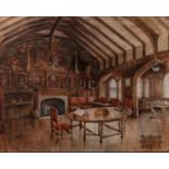 L.F BUTTERFORD 1907 WATERCOLOUR 'The Library, Chetham's Hospital, Manchester ' Signed, dated