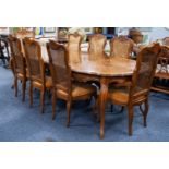 U.S. MADE DREXEL ?HERITAGE? CANADIAN QUARTERED OAK VINTAGE DINING ROOM SUITE, IN FRENCH STYLE, ON