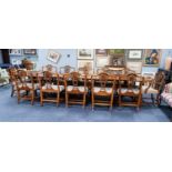 BEVAN FUNNELL ?REPRODUX? MODERN GEORGIAN STYLE THREE PILLAR MAHOGANY DINING TABLE AND SET OF