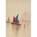 V. DESCHAMPS (TWENTIETH CENTURY) WATERCOLOUR ?Venice?, sail boats on the grand canal Signed and