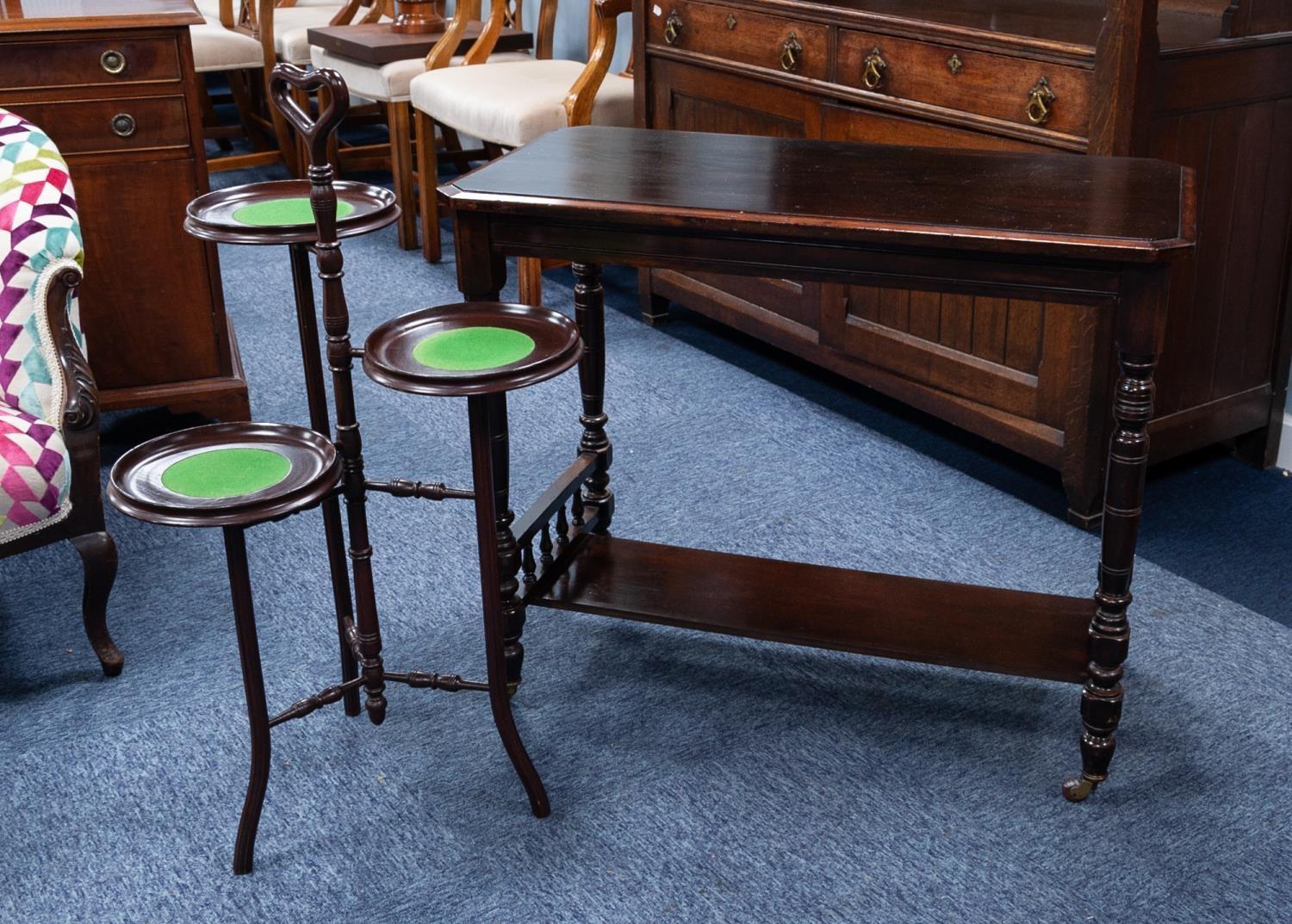 LATE NINETEENTH/ EARLY TWENTIETH CENTURY STAINED FRUITWOOD OCCASIONAL TABLE, the canted oblong top