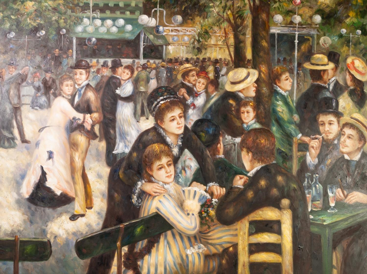 AFTER PIERRE-AUGUSTE RENOIR OIL PAINTING ON BOARD Dancing at the Moulin de la Galette' 36" x 48" (