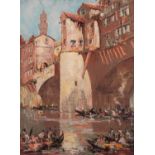 RAYMOND BERROW (twentieth century) PASTEL DRAWING 'Ponte Vecchio (Florence) Signed lower right,