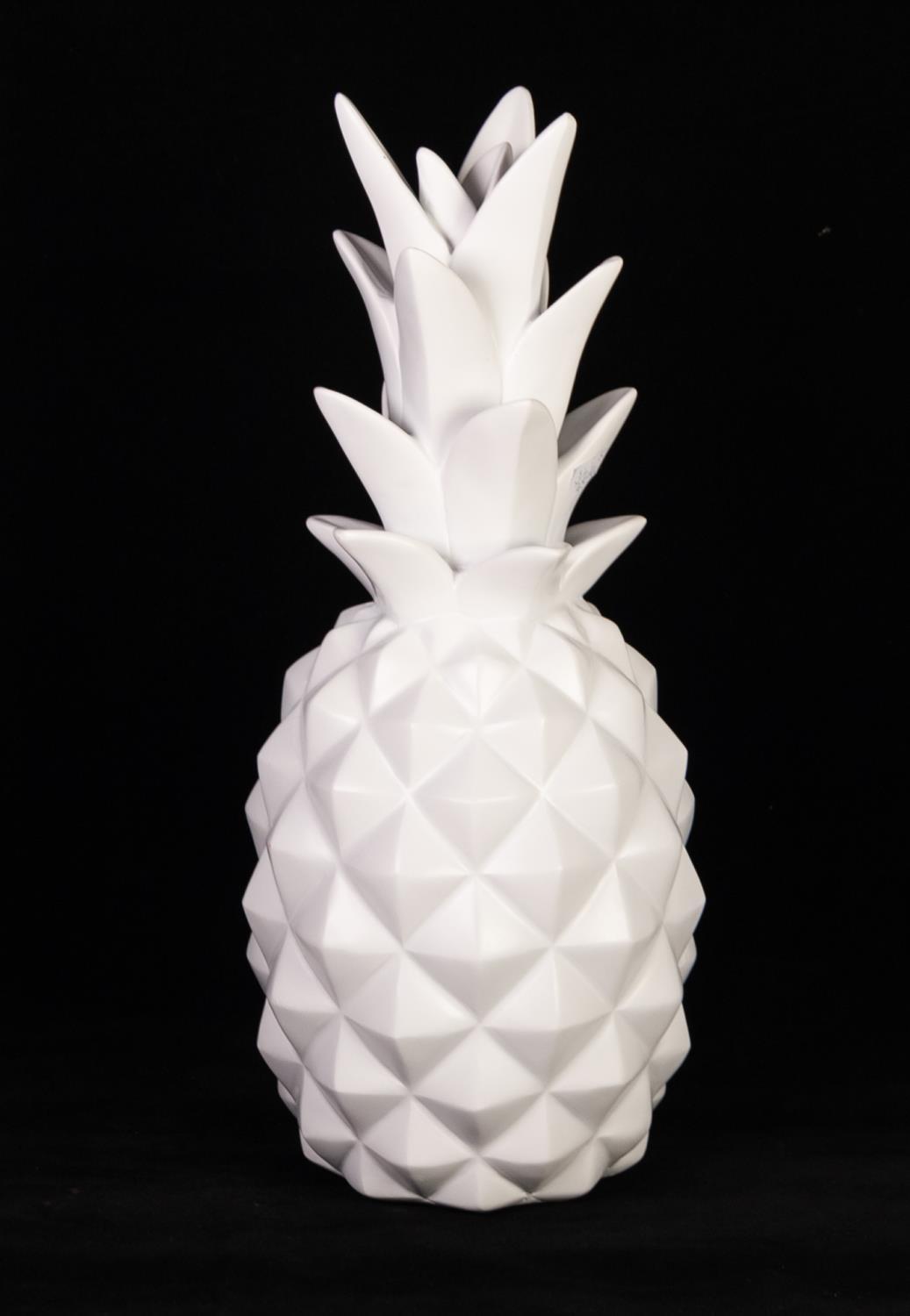 MODERN GRADUATED PAIR OF DECORATIVE WHITE RESIN PINEAPPLES, 26? (66cm) and 17? (43cm) high, (2) - Image 2 of 2