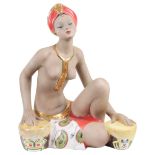 A large centuryI.A. Manna Italian pottery figure of a semi nude dancer titled 'Kalahari'