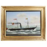 A late 19th century reverse painting on glass of paddle steamer 'Panther'