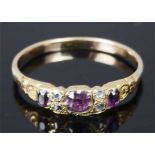 An early Victorian pink gem and rose diamond set ring