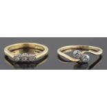 An Edwardian delicate diamond set ring and another