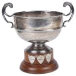 An Edwardian silver twin handled trophy cup, hallmarked Sheffield 1904