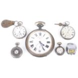 A collection of silver and silver-plated pocket watches,