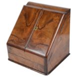 A Victorian walnut desk stationary box