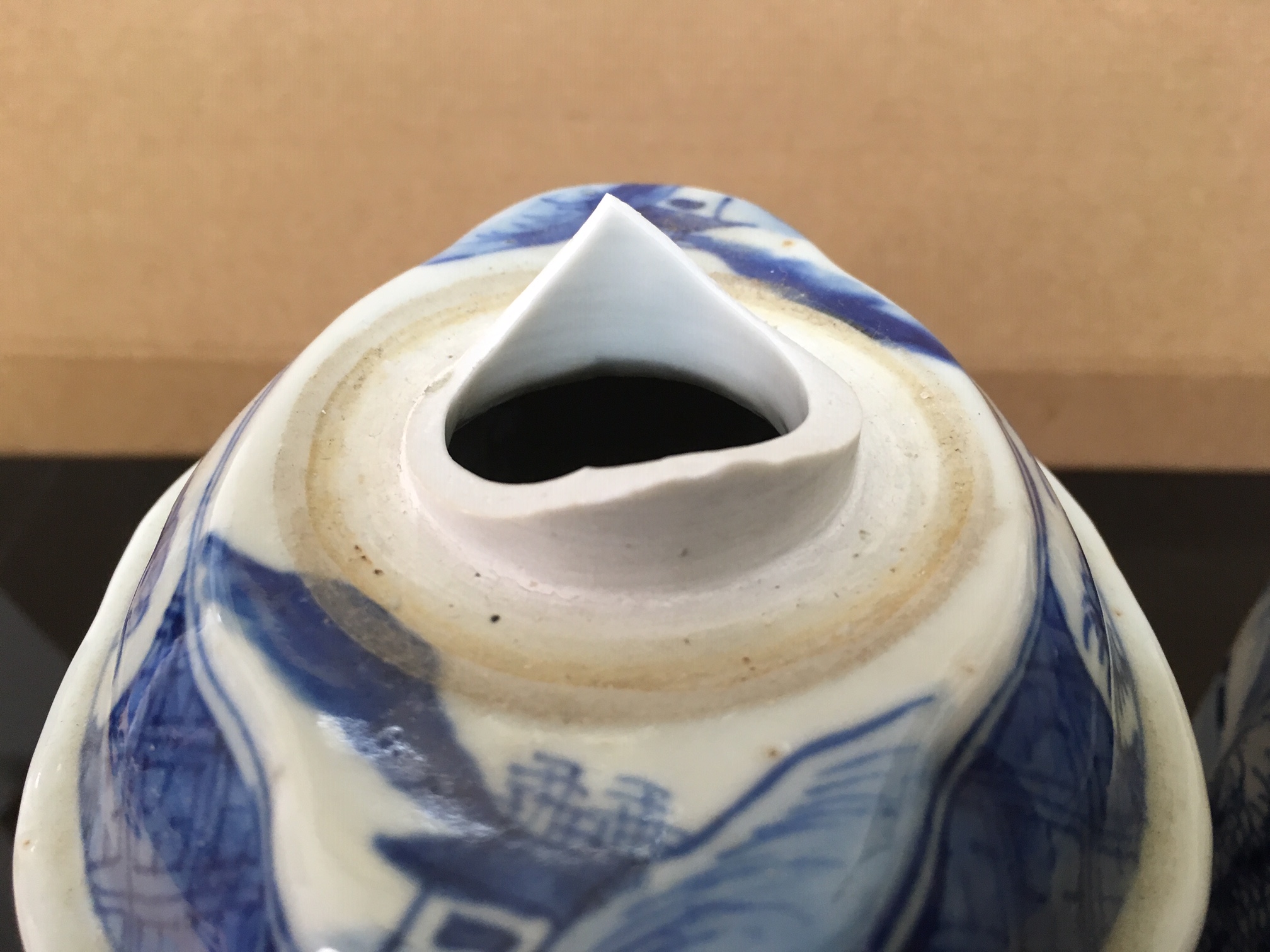 A pair of early 19th century large Chinese export ware blue and white tea poys and covers - Image 21 of 21