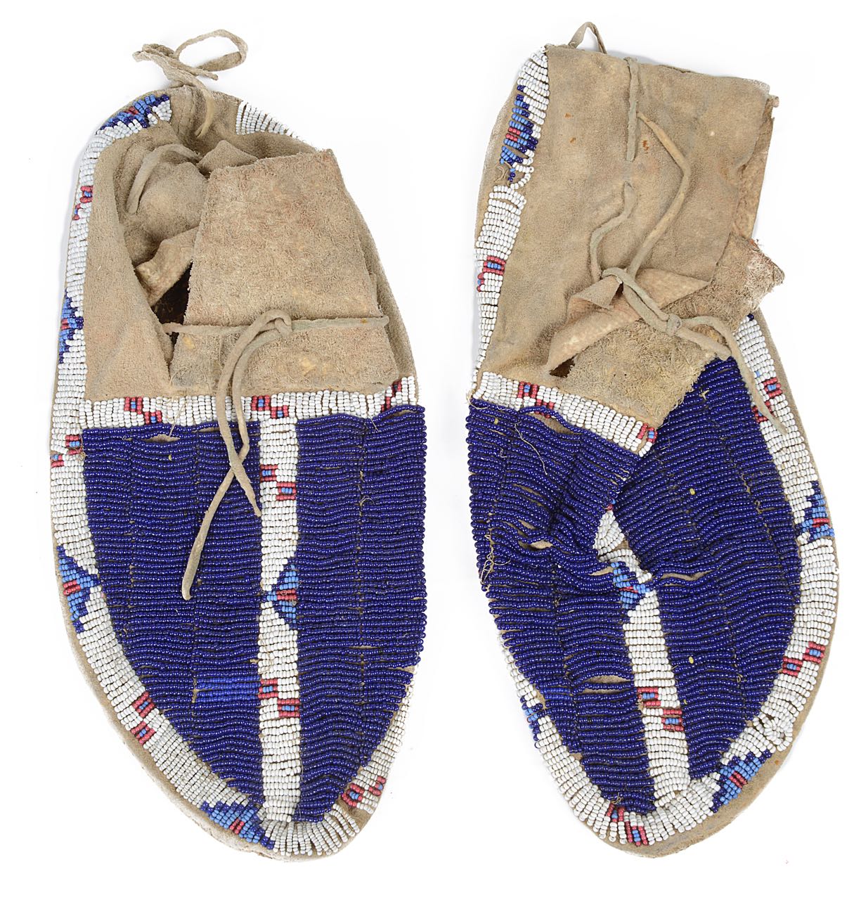 A pair of Native American full size beaded moccasins