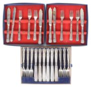 A George VI suite of silver 'Kings Pattern' fish knives and forks, hallmarked London 1938