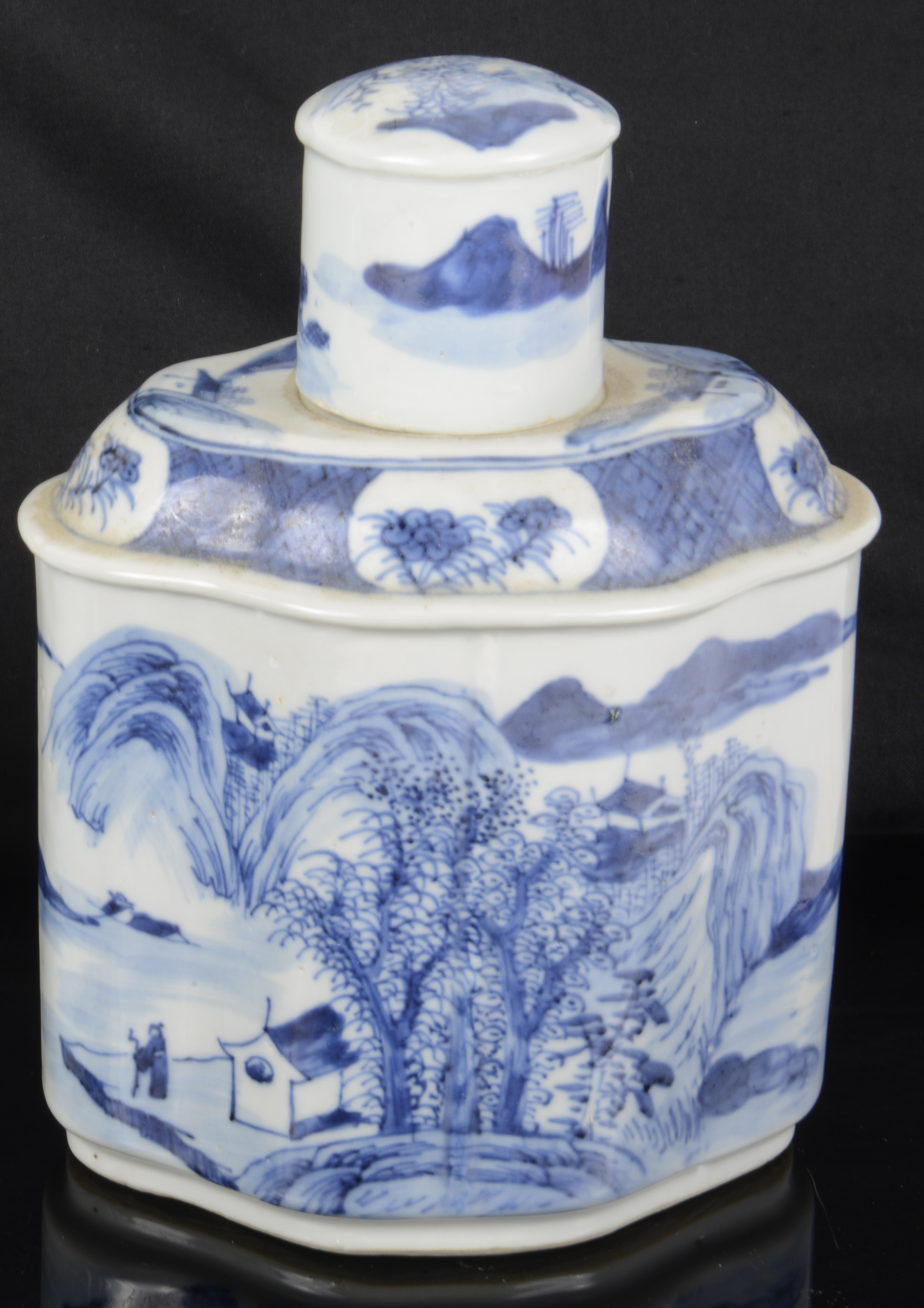 A pair of early 19th century large Chinese export ware blue and white tea poys and covers - Image 2 of 21