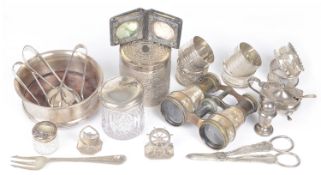 An assorted collection of silver tableware and others
